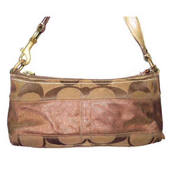 Coach 2007 Limited Edition Cursive Creed Brown Copper Stripe & Shimmer Demi Bag - Picture 2 of 10